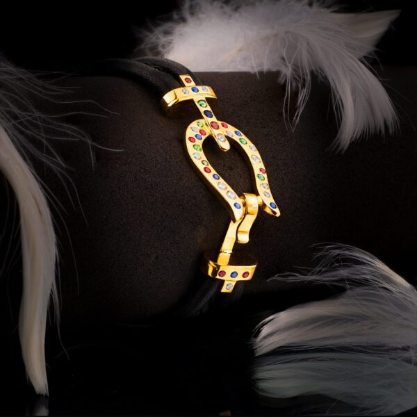 Skórzana bransoletka ze złotą podkową