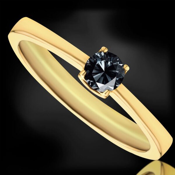 Złoty pierścionek z czarnym diamentem "Black diamond"