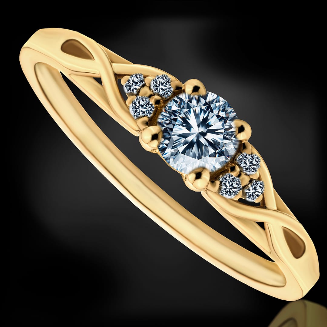 Złoty pierścionek z naturalnymi diamentami ,,Forever”