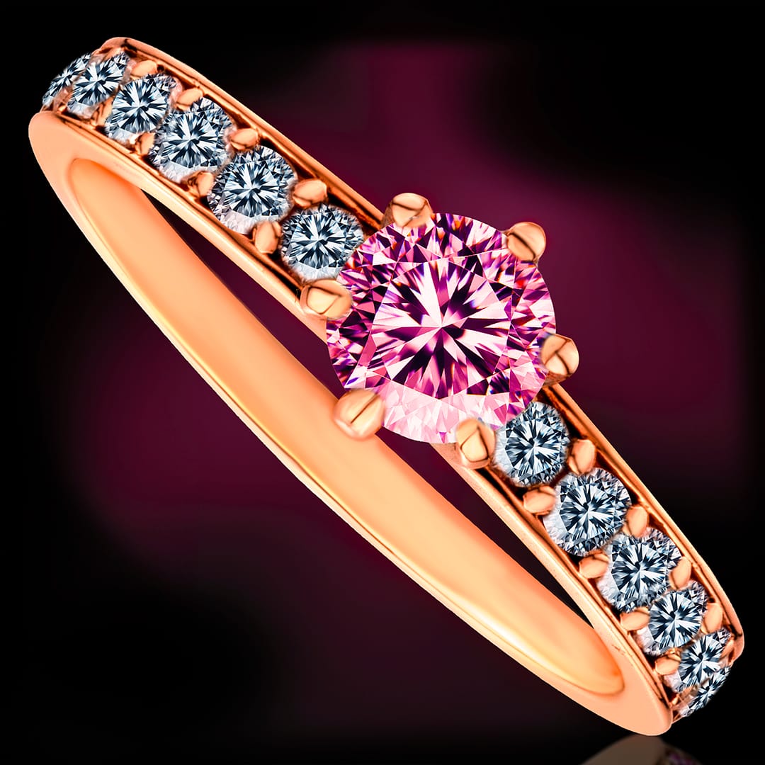 Złoty pierścionek z moissanitami i naturalnym topazem „Amor”