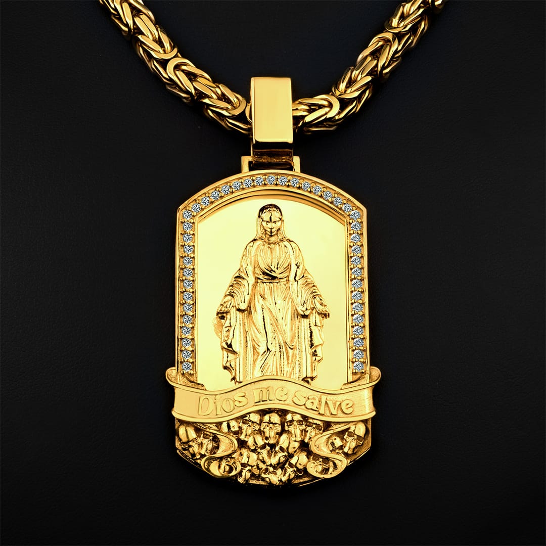 Zawieszka wysadzana diamentami „Dios me salve” PREMIUM