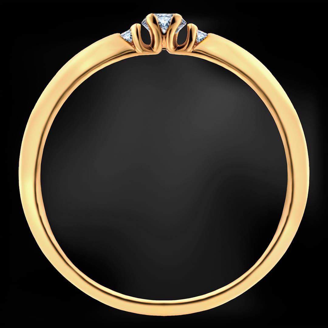 Złoty pierścionek z naturalnymi diamentami „Oui”